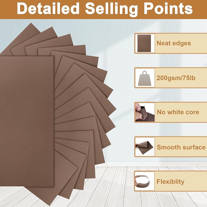 Silunkia 100 Sheets Coffee Color Cardstock 8.5 x 11 Scrapbooking Paper - Image 3