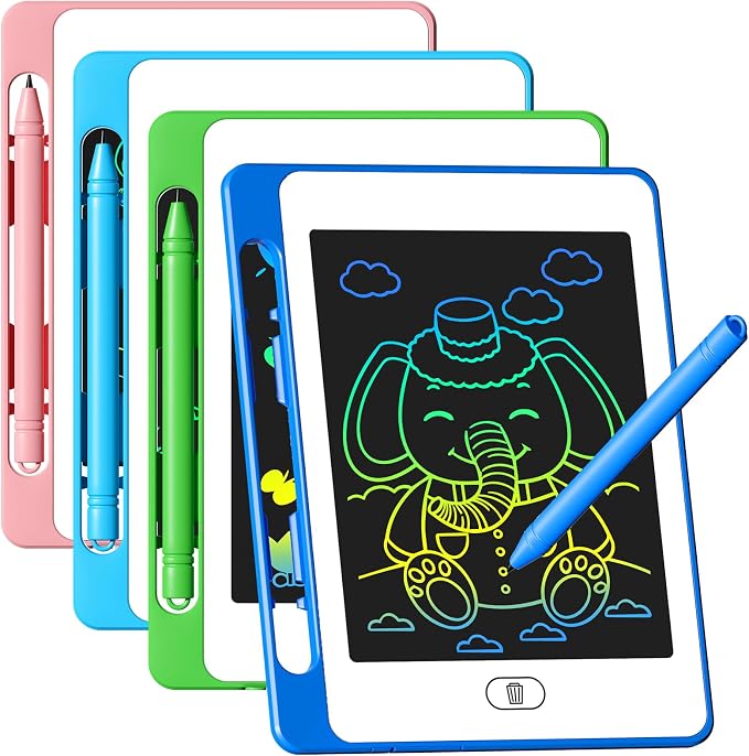 4 Pack LCD Writing Tablet for Kids, 6.5 Inch Colorful Doodle Board Drawing by OMXDG