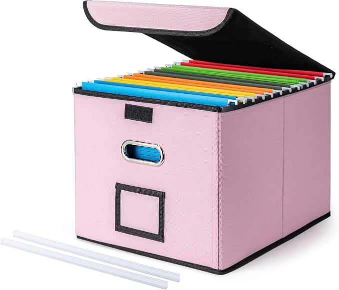 CADONO File Organizer Box with Lid, Large Hanging File Folder Organizer with by CADONO