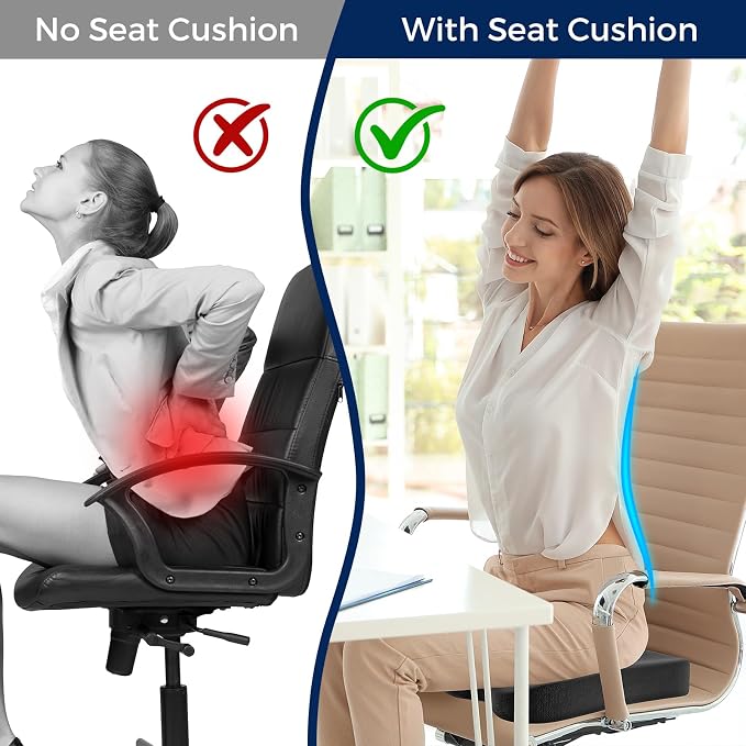 Seat Cushion for Office Chair, Ergonomic Memory Foam Seat Cushion for Long - Image 6