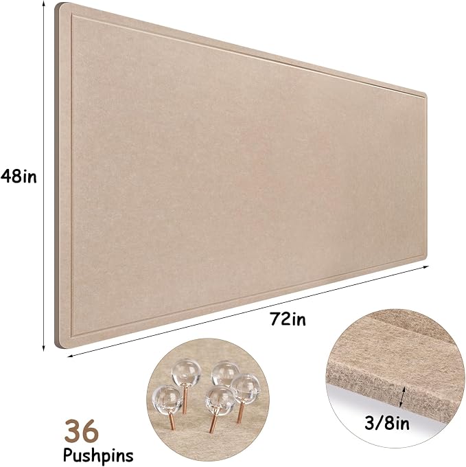 Foldable Large Bulletin Board, 72x48 Inches Cork Board Alternative, Large Felt - Image 2