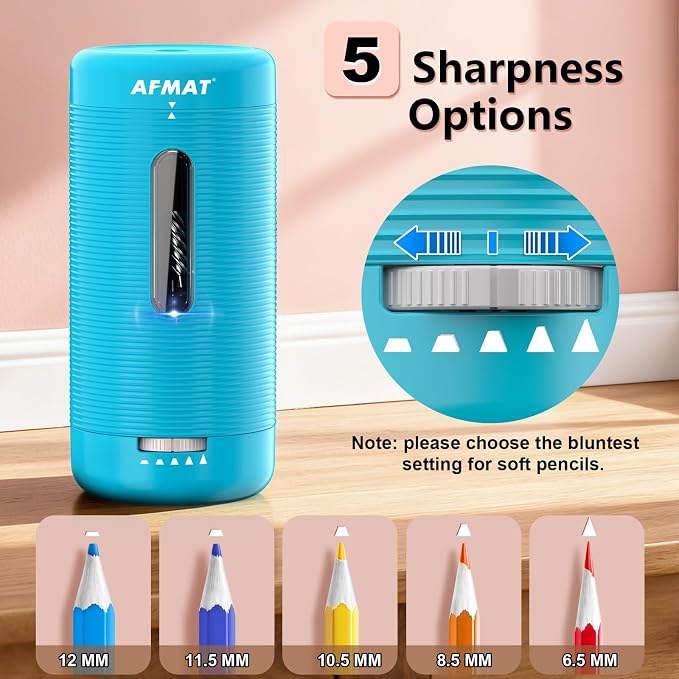 AFMAT Electric Pencil Sharpener, Fully Automatic Pencil Sharpener, Auto in & Out - Image 5