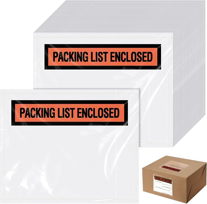 Teling 1000 Pcs Packing Slip Envelope Pouches Clear Self Adhesive Shipping by Teling