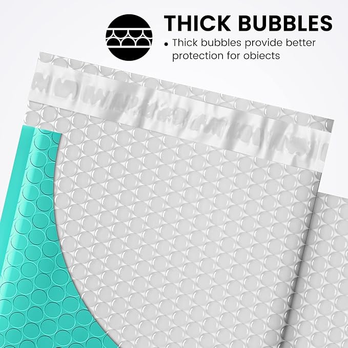 Fuxury Bubble Mailers 6x10" 100 Pack Teal Padded Envelopes Usable Size 6x9" - Image 4
