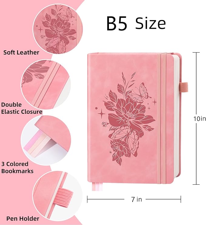 Lined Journal Notebook 365 Pages, B5 Leather Journals - Image 2