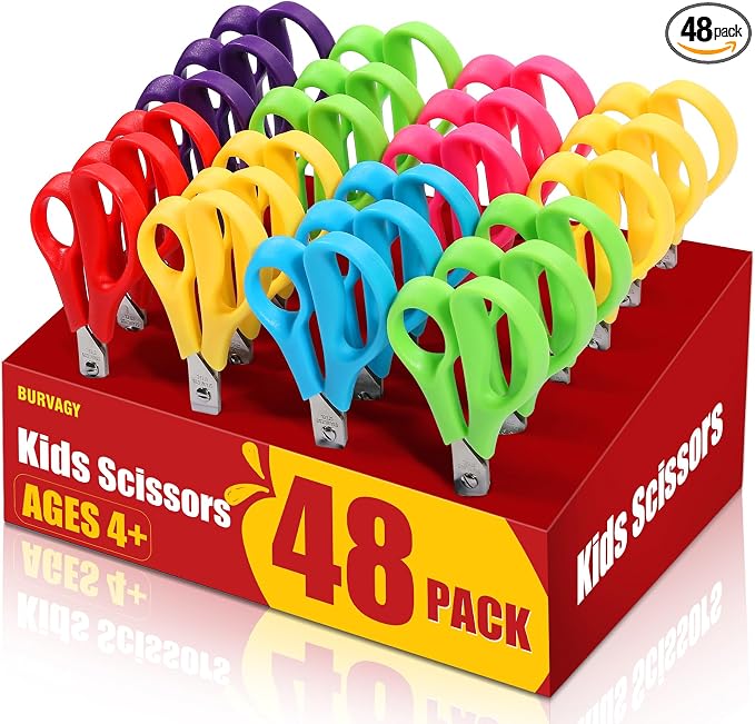 BURVAGY 48Pack 5.5" Safety Small School Kids Student Round Blunt Tip Craft by BURVAGY