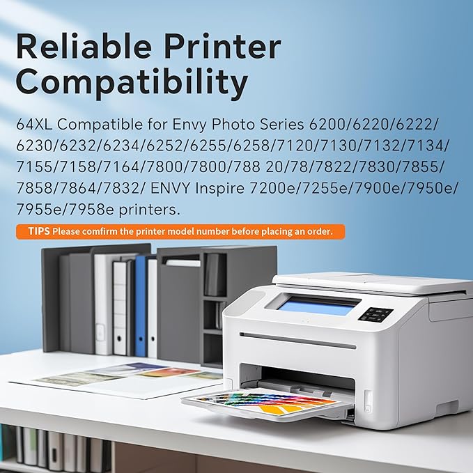 64XL Ink Cartridges Black and Color Compatible for HP 64XL Ink Cartridge Combo Pack Compatible for HP 64 Ink Fit for Envy Photo 7855 7858 7155 7120 7800 6252 6255 7158 7100 7164 Tango Printer-DeskLoop Office