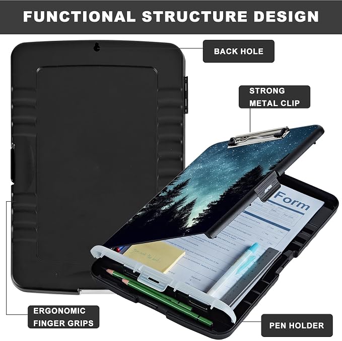 Clipboard with Storage, Heavy Duty Plastic Storage Clipboard with Low Profile - Image 6