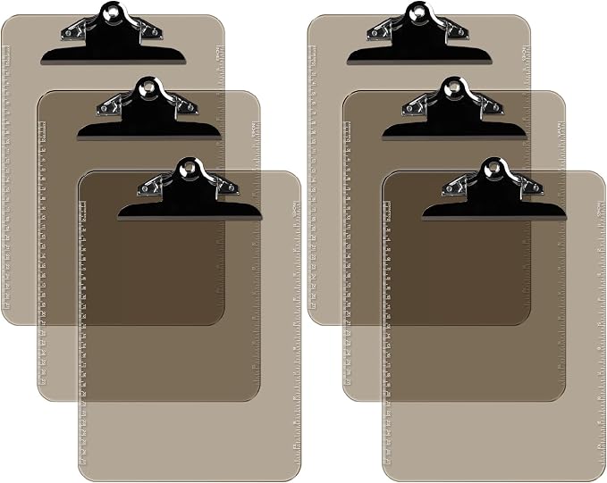 Pack of 6 Plastic Clipboards by DAVISGROUP