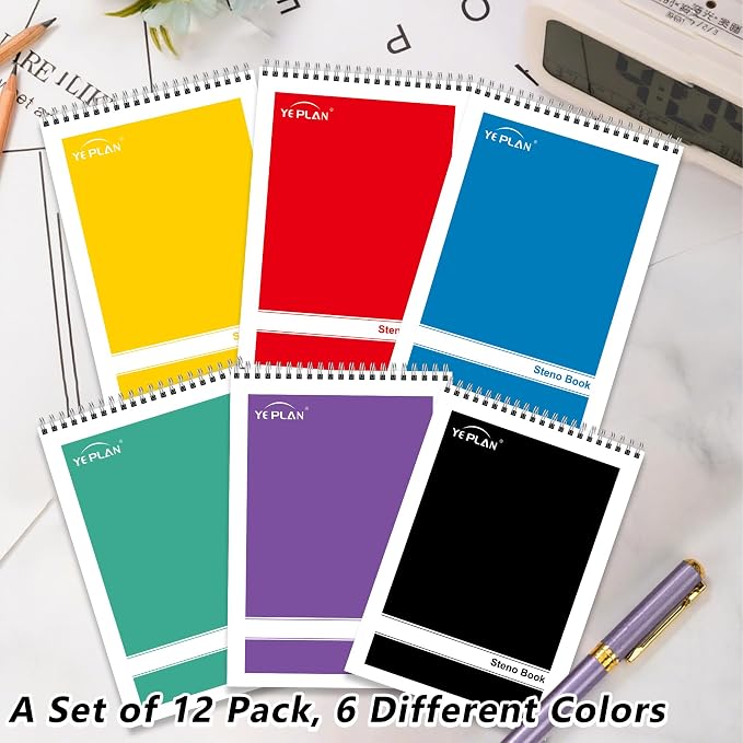 Yeplan Steno Pads Spiral Notebook 6x9 12 Pack, Top Spiral Notebook - Image 7