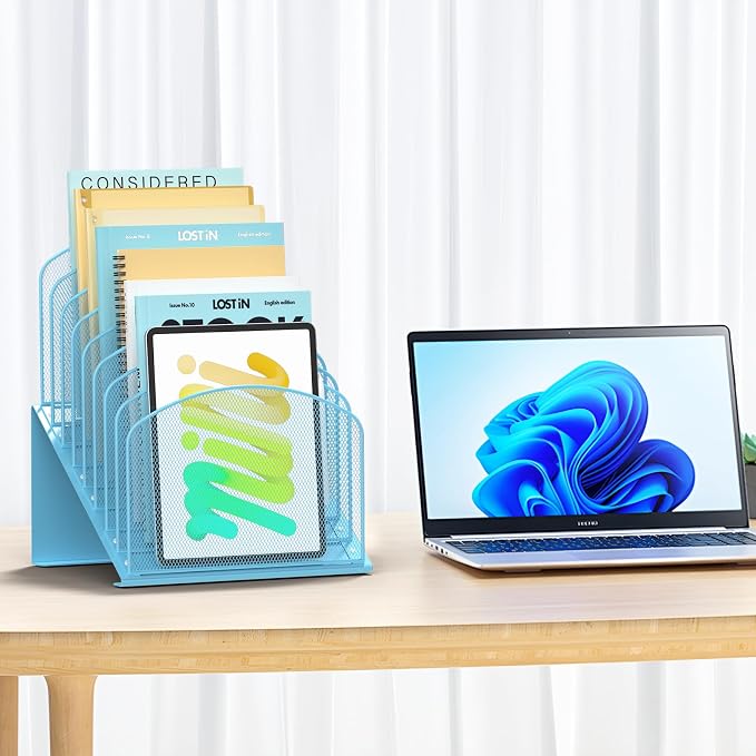 Inclined Desk File Organizer Metal Desk Magazine Folder Holder - Image 2