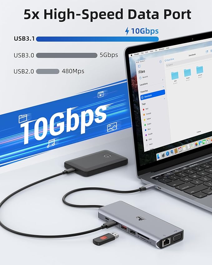 Laptop Docking Station 4 Monitors, Dual HDMI+8K DP+VGA, 10Gbps, 100W PD, 6 USB C/A Ports, Ethernet, SD/TF, LIONWEI 13 in 1 USB C Hub for MacBook/Dell/HP/Surface-DeskLoop Office