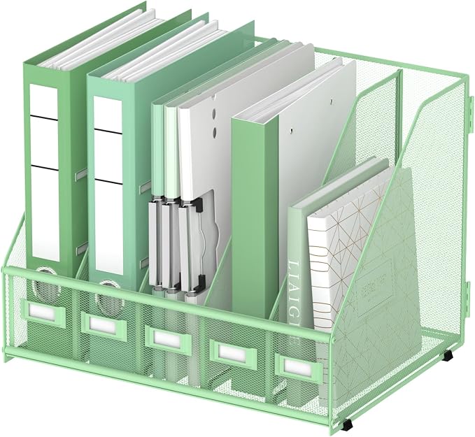 DALTACK 5 Vertical Compartments Magazine File Holder, Binder Organizer by DALTACK
