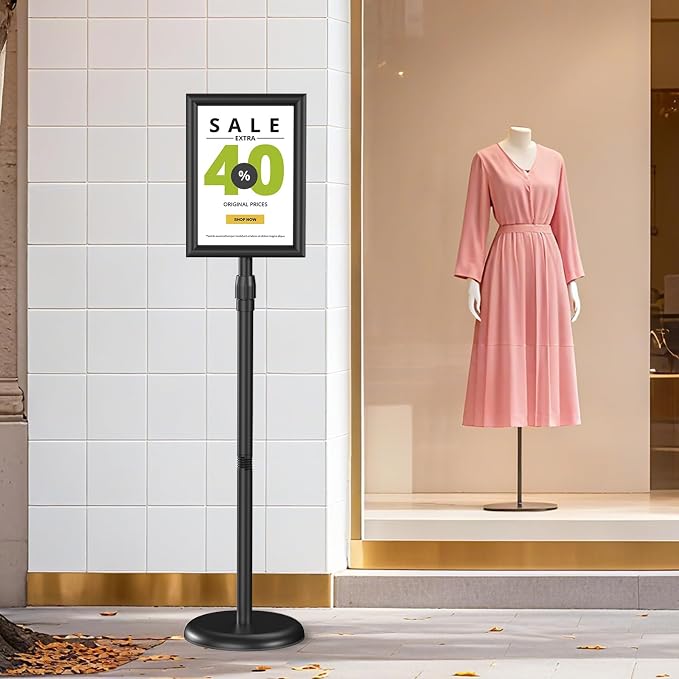 Hemndic Sign Stand 11x17 inch, Adjustable Floor Standing Sign Holder, 360° - Image 7