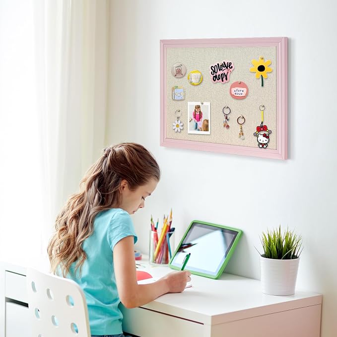 Large Pink Wood Framed Cork Board - Image 5