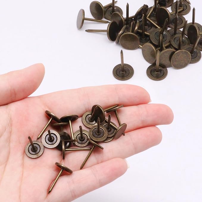 100Pcs Upholstery Tacks, Vintage Flat Head Thumb Tacks Upholstery Nails - Image 5