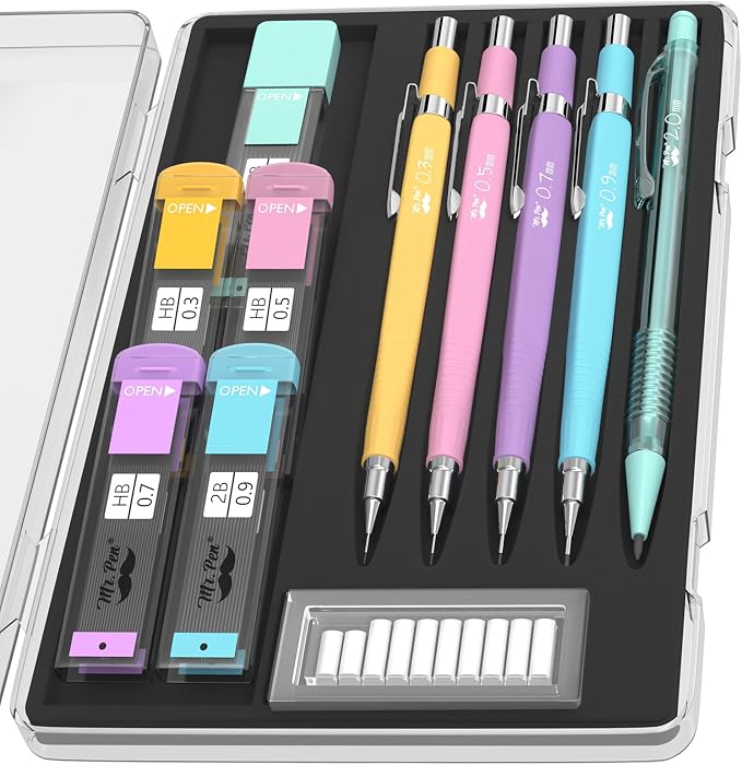 Mr. Pen- Pastel Mechanical Pencil Set, 5 Mechanical Pencils, 5 HB Lead Refills by MrPen