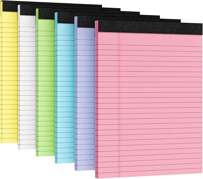 6 Packs Legal Pads 8.5 x 11 Inch, 30Sheets/Pack, College Ruled & Perforated by Ciphyfee