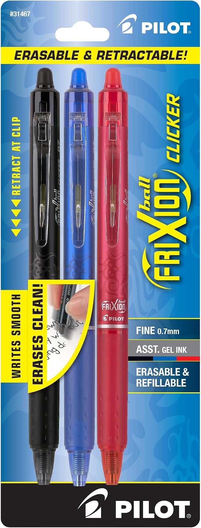 PILOT FriXion Clicker Erasable, Refillable & Retractable Gel Ink Pens, Fine by PilotCorporationofAmerica