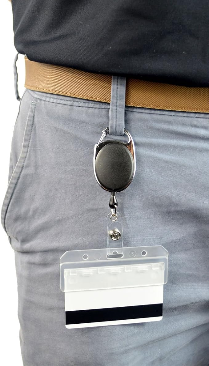 5 Pack - Premium Carabiner Badge Reel - Mag Stripe Exposed ID Holder - Image 8
