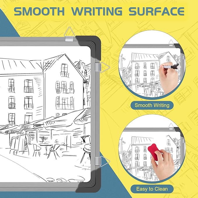 Dry Erase Calendar Whiteboard for Wall, Polegas 16" X 12" Magnetic White Board Board, Small Wall Monthly Double Sided Boards Student, Home, Office (White)-DeskLoop Office