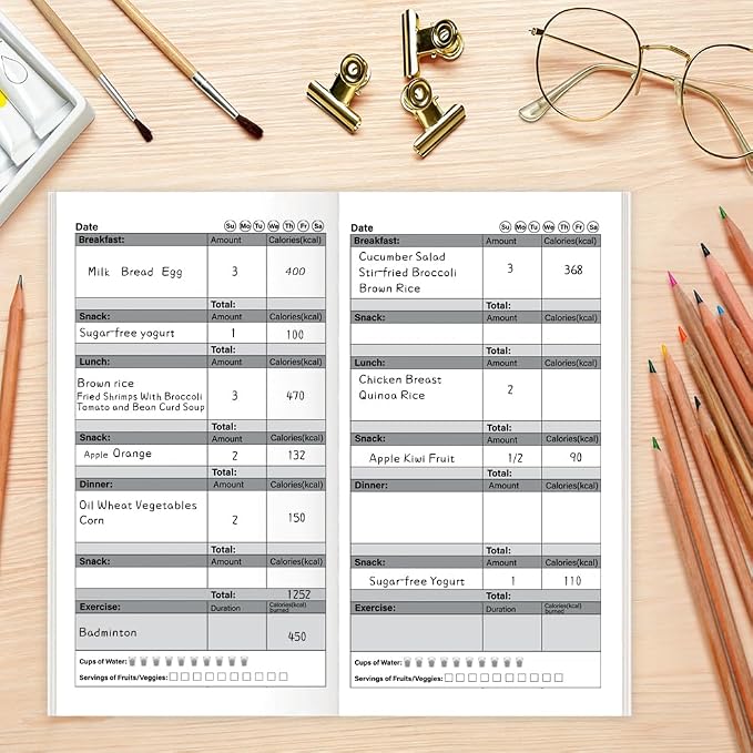 Travelers Notebook Inserts, Daily Food Log Book, Count Calories Health - Image 5