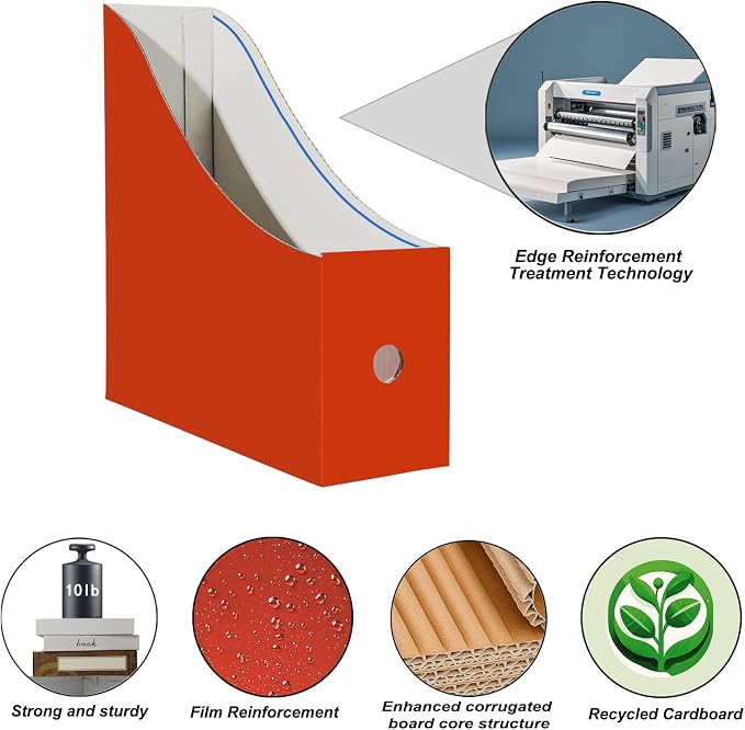 Limitliho Cardboard Magazine Holder, Sturdy Book Bins - Image 2