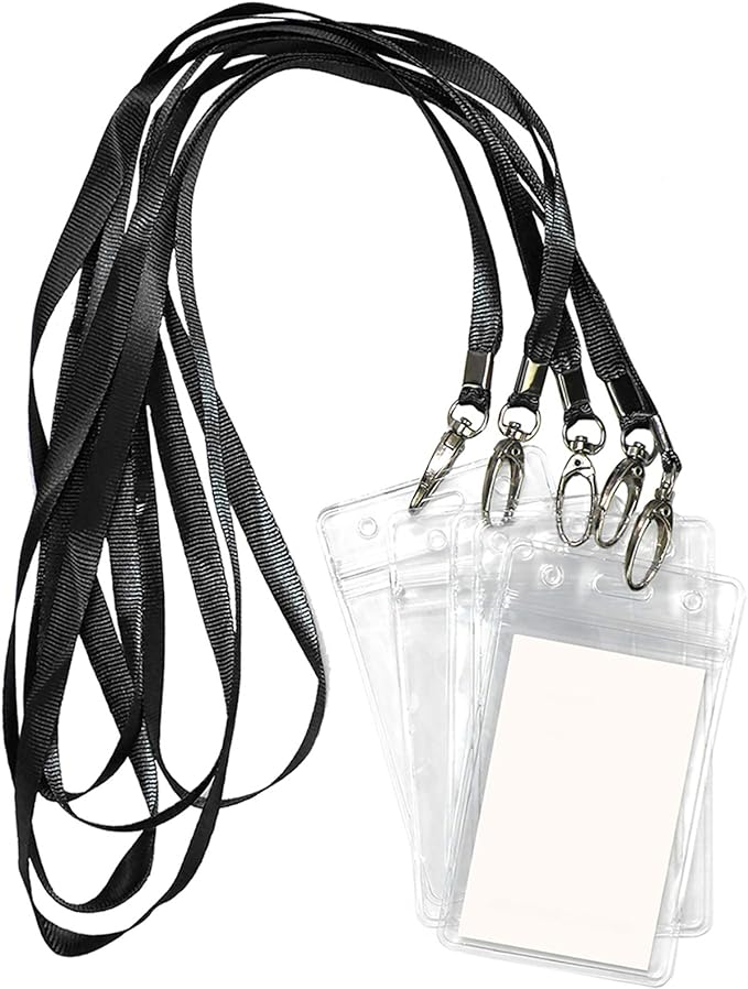 Lanyard with ID Holder 50 Pcs Waterproof Name Tag Vertical Badge ID Card by BirdFiy