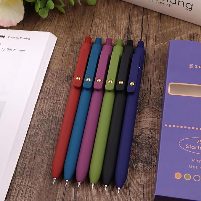 Colored Pens,6Pcs Colorful Gel Pens, Smooth Writing For Journaling, 0.5mm Fine Point,Ballpoint for Office School Supplies,Gifts for Women Men Student(Vintage)-DeskLoop Office