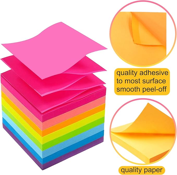 48 Pack 3840 Sheets Pop Up Sticky Notes 3X3 in Bright Color Self Sticky Note Pads Colorful Post Stickies for Office Home School Meeting, 80 Sheets/pad-DeskLoop Office