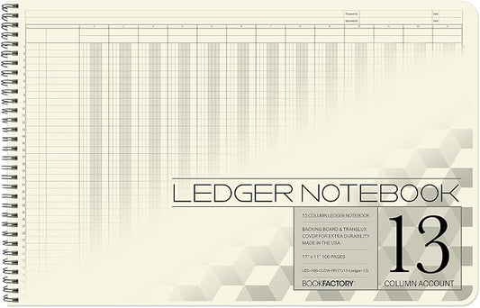 BookFactory Accounting Ledger Notebook/Large 13 Column Accounting Ledger by BookFactory