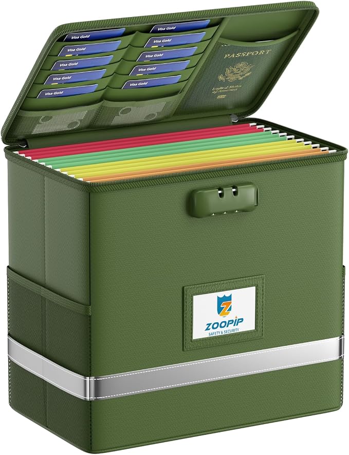 Fireproof File Box with Lock, Document Box Storage Organizer, Suitable by ZOOPIP