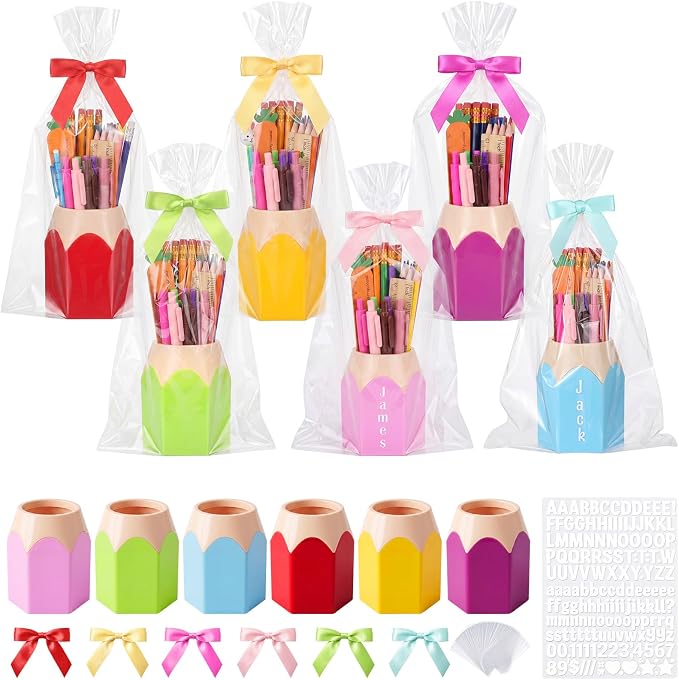 6 Set Pencil Shaped Pen Holders Gift Set by Unknown