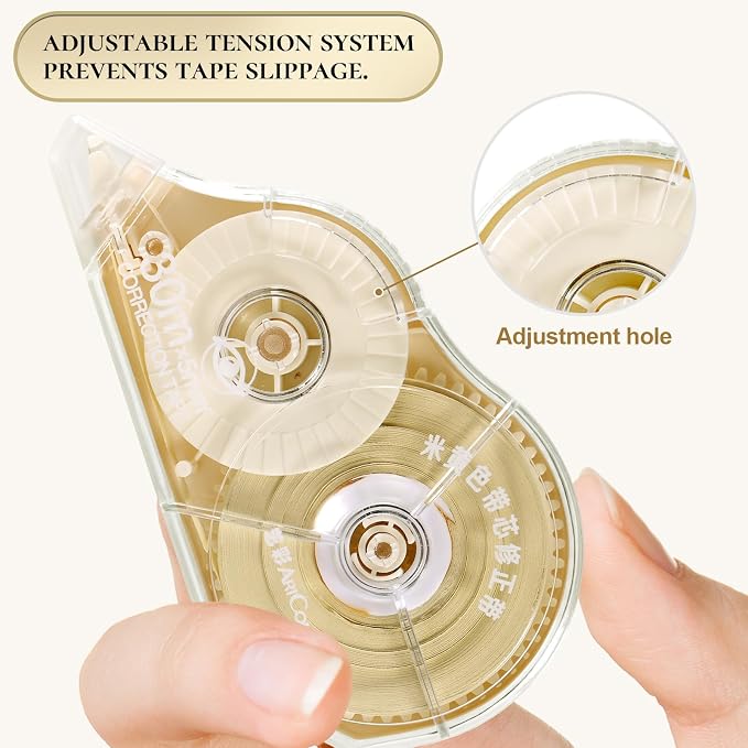 100 Feet Long Cream Correction Tape, Smooth Glide, No Residue, Quick Dry Beige - Image 4