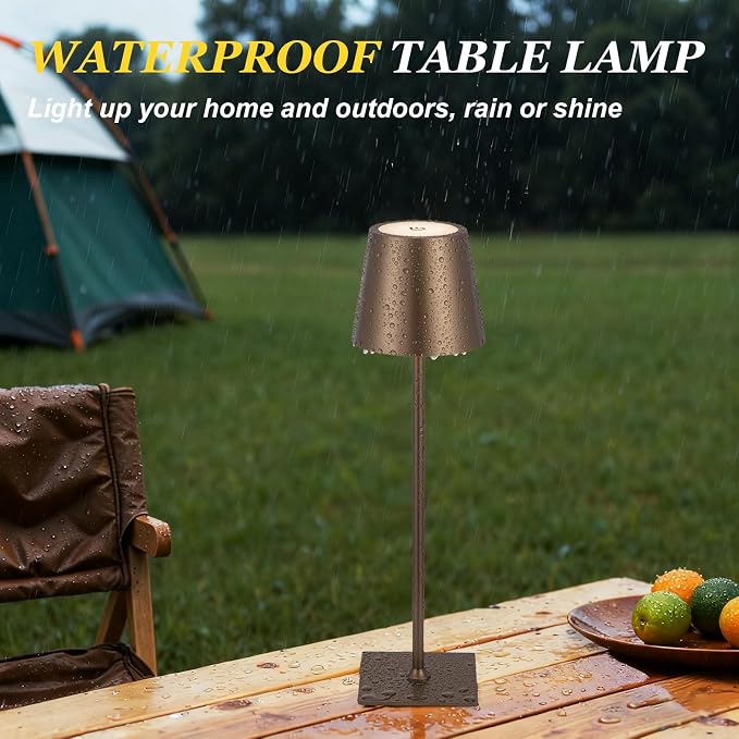 Kakanuo Brown Cordless Rechargeable Table Lamp 5000mAh Battery Operated Lamps - Image 7
