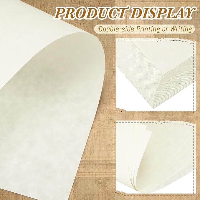 Epakh 200 Sheets Old Age Parchment Paper 8.5 x 11 Inch Standard Letter Vintage Colored Old Parchment Semblance Double Side Printing Paper(Lvory)-DeskLoop Office
