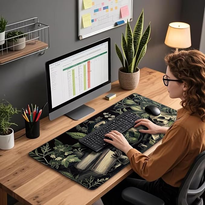 Gothic Dark Botanical Large Gaming Mouse Pad 31.5"x15.7"｜XXL Desk Mat, Non-Slip - Image 3