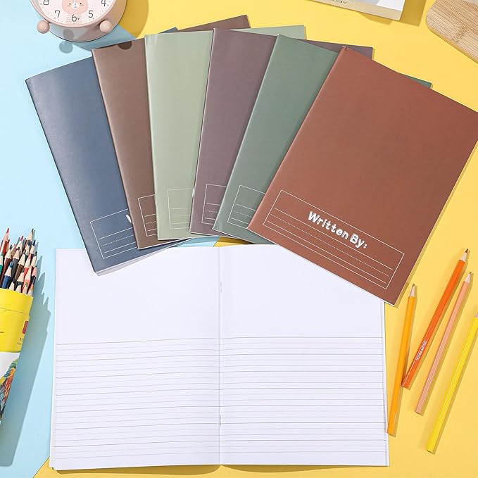 Henoyso 12 Pcs Primary Composition Notebook K-2 9 3/4 x 7 1/2 Inch Primary Journal, Back to School Supplies, Bulk Blank Writing Book for Kid to Write Draw Journal 60 Page Notebooks (Boho Color)-DeskLoop Office