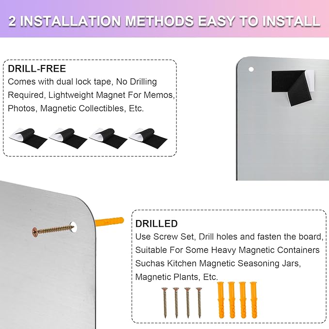Bekith 2 Pack Stainless Steel Magnetic Board, 17.1" x 11.8" Magnet Bulletin - Image 3