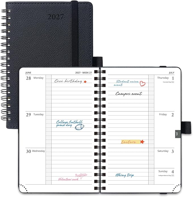 POPRUN 2027 Planner, Daily Appiontment Book from Jan 2027 to Dec 2027, Spiral by POPRUN