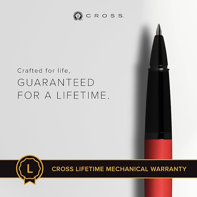 Cross Bailey Refillable Rollerball Pen Presented in a Premium Gift Box - Medium Point, Black Ink, Matte Red-DeskLoop Office