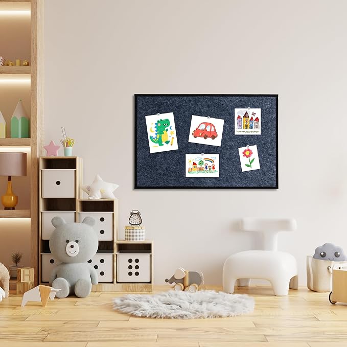 Felt Bulletin Board 23.6 x 15.7 Inch – Black Frame, Corkboard Alternative - Image 8