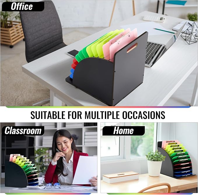 Wonderjune 1 Pack Clipboard Holder Wooden Metal Clipboards Storage Rack - Image 3