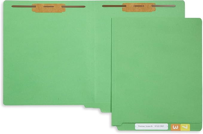 100 Green End Tab Fastener File Folders - Image 3