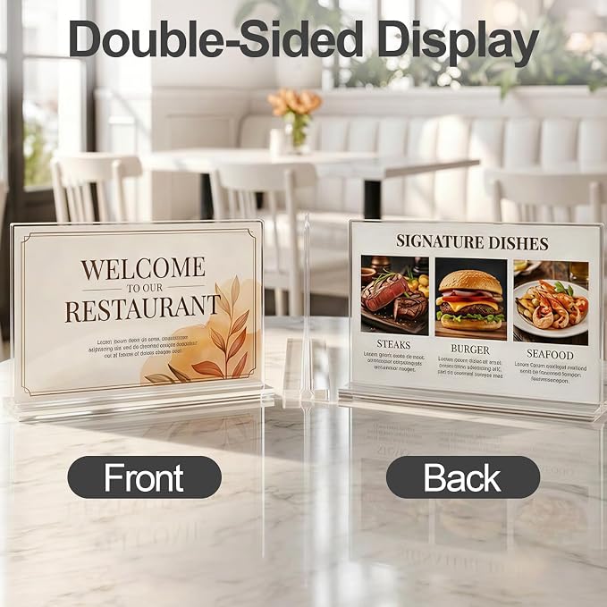 Daofary Acrylic Sign Holder 5 x 7 Horizontal, 24 Pack Double-Sided Stand up - Image 3