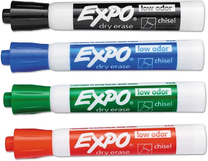 EXPO Dry Erase Markers, Low Odor Ink, Chisel Tip, Organization, Essential by Unknown