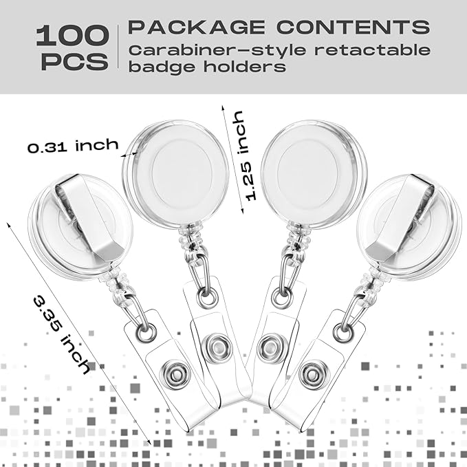 Zonon 100 Pcs Retractable Badge Reel Clips ID Card Holder Reel - Image 6