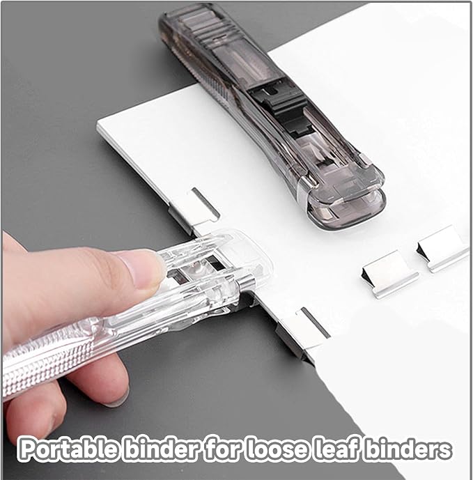 Portable Binder Clip Stapler, Includes 100 Reusable Clips, Handheld Paper Clam - Image 5