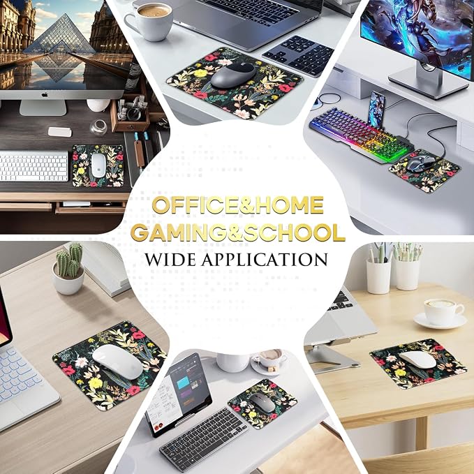 JIKIOU 3 Pack Mouse Pad with Stitched Edge, Portable Size-10.2x8.3in Flowers | - Image 5