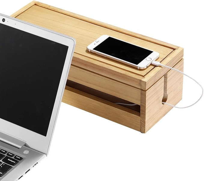 Changsuo Cable Management Box Wooden Cord Organizer Box - Image 6